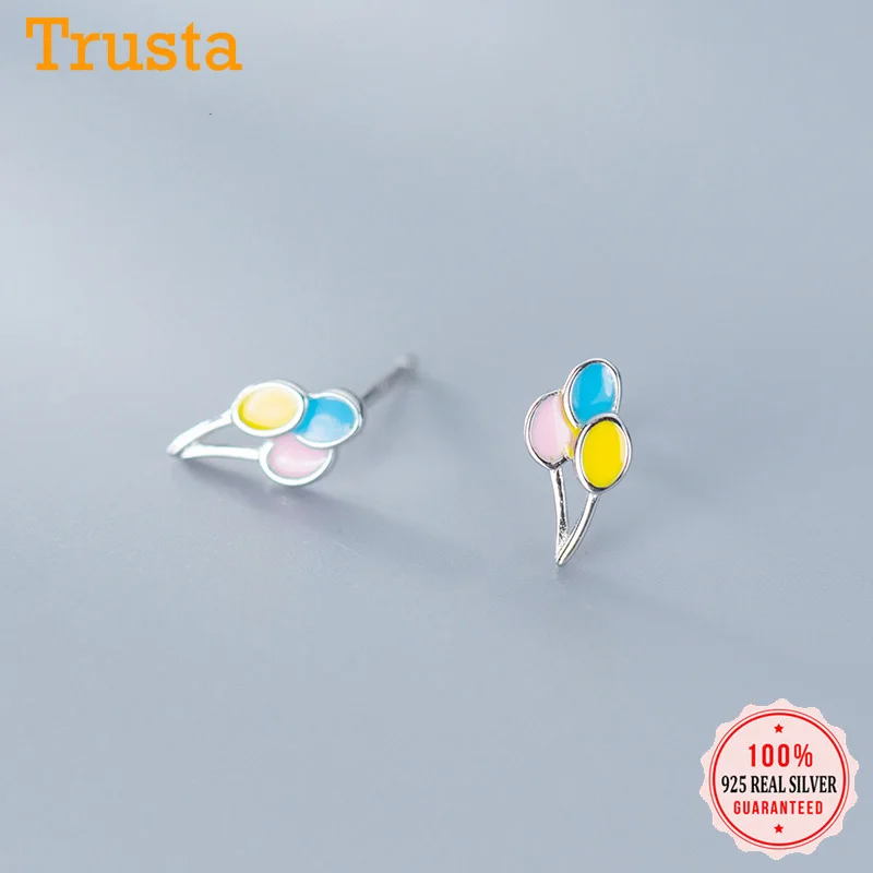 Trustdavis подлинные 925 пробы серебряные минималистичные милые красочные шарики серьги гвоздики для женщин Свадебные украшения подарок DS2215