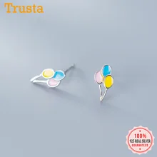 Trustdavis подлинные 925 пробы серебряные минималистичные милые красочные шарики серьги гвоздики для женщин Свадебные украшения подарок DS2215