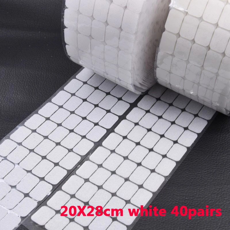 white 20X28mm 40pair 108 Пар Самоклеящиеся Застежки лента в горошек 10/15/20/25/30 мм сильный клей Magic Стикеры диск черно-белые круглые монеты на застежке-липучке Ленты - Color: white 20X28mm 40pair