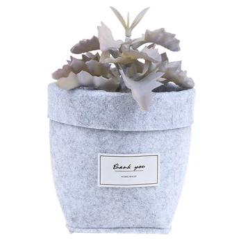 

Gray/Khaki Felt Flower Pots Mini Succulents Planter Pot Letters Print Reuseable Multifunction Storage Bag Home Desktop Flowerpot