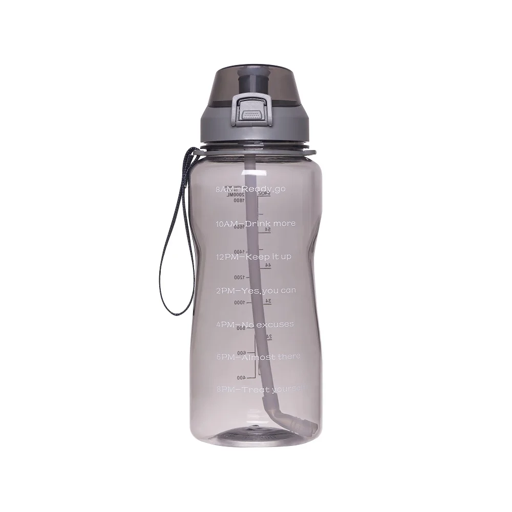 Free shipping 2L half gallon sport gym motivational water bottle in
