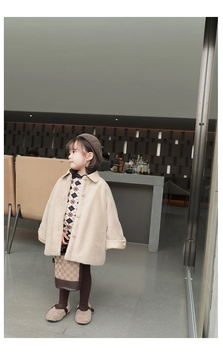 Пальто с лацканами для маленьких девочек, новая зимняя утепленная одежда, детское шерстяное хлопковое пальто, детская верхняя одежда