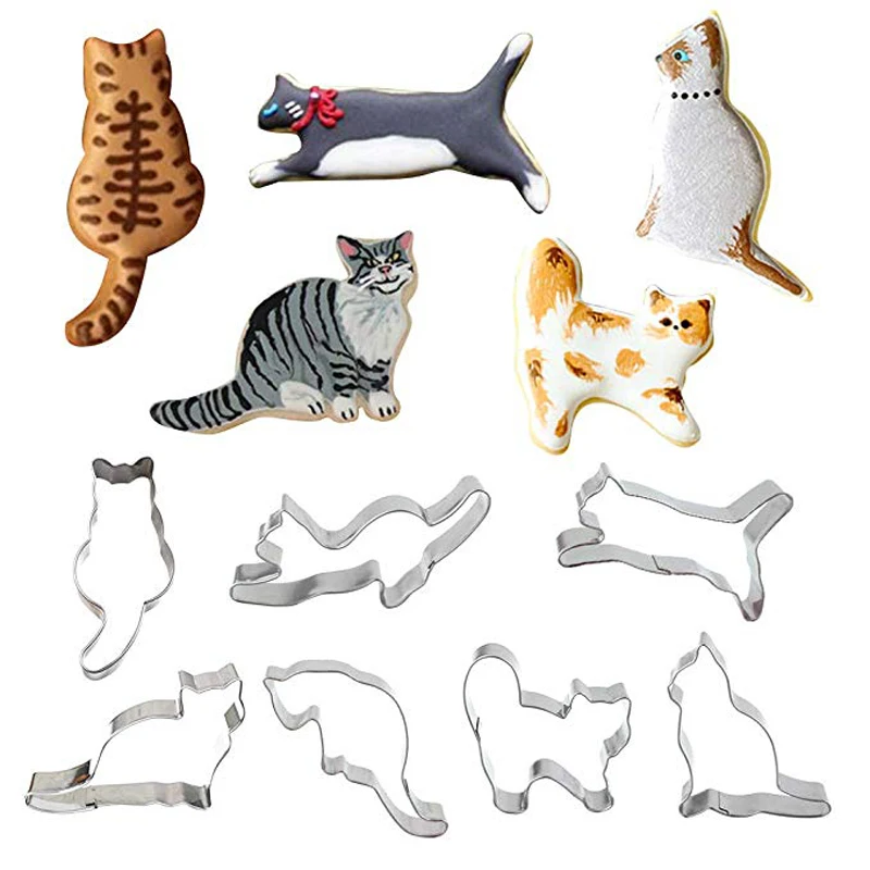 Acheter Pas Cher Bricolage Chat En Forme De Moule En Acier Inoxydable Biscuit Sugarcraft Gateau Biscuits Patisserie De Cuisson Moule Cutter Cookie Cutter Du 8 33 Fr Dhgate