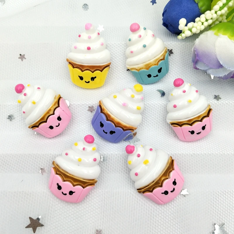 

10pcs Lovely Resin Cake Ice Cream Miniature Pattern Applique DIY Home Decor Scrapbook Craft SA54