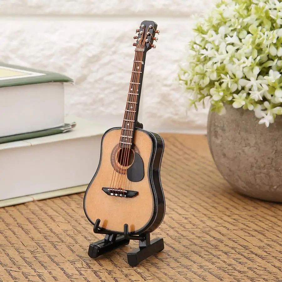 Mini Acoustic Guitar Model Wooden Folk Music Hand To Do Ornament Crafts Home Decoration Gift | Дом и сад