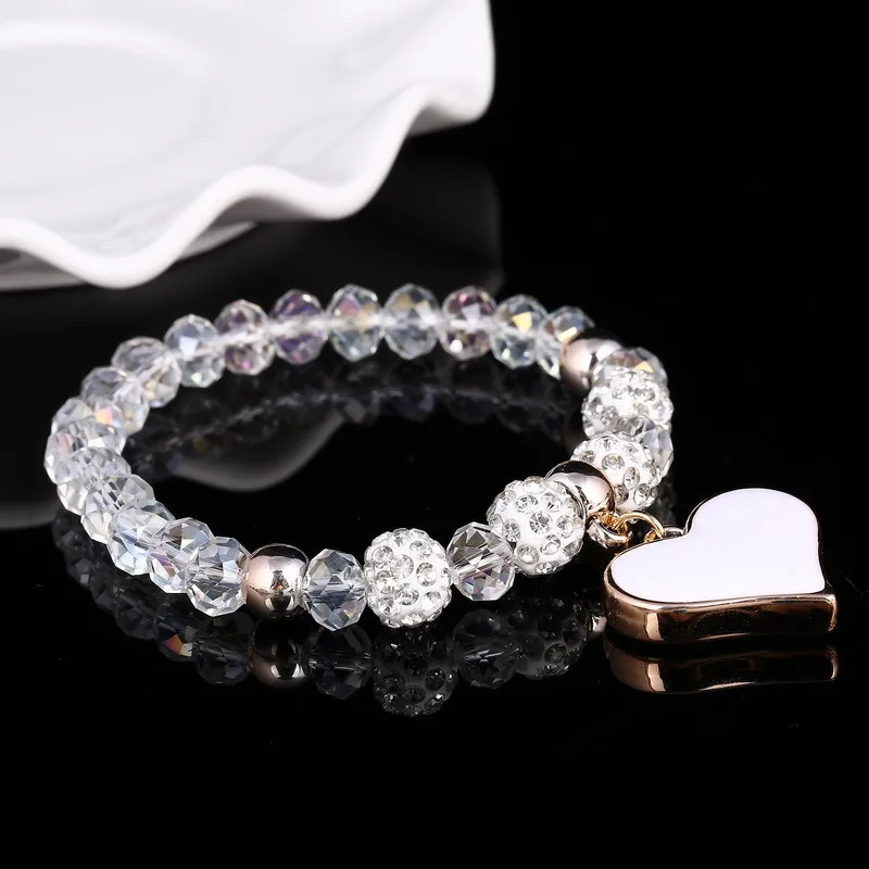 Boho кристалл браслет моды и эластичный браслет сердце браслеты для женщин ручной работы сверкающие бусины pulseira masculina ювелирные изделия