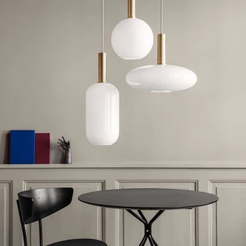 

Nordic Design Glass Led Pendant Lights Postmodern Bedroom Meal Bar Hanging Lamp Cafe Loft Living Room Aisle Decor Light Fixtures