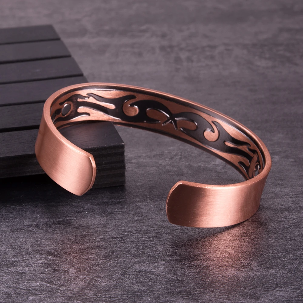 Braccialetti magnetici in rame, braccialetti energetici per la salute dell'artrite, braccialetti magnetici da uomo, polsini regolabili vintage, larghezza 14,5 mm, gioielli_voghion.com