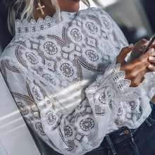 ^^Best Offers Puimentiua 2019 Lace Crochet Flower Blouses Womens Cotton Loose Long Sleeve Shirts Ladies Hollow Out Tops blusas mujer de moda ^^Best Offers Puimentiua 2019 Lace Crochet Flower Blouses Womens Cotton Loose Long Sleeve Shirts Ladies Hollow Out Tops blusas mujer de moda