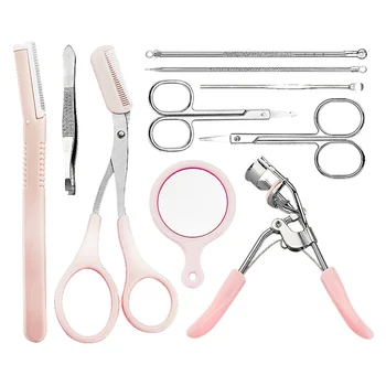 

10-in-1 Eyebrow Shaping Set Scissors Eyelash Curler Eyebrow Razor Eyebrow Comb Scissors Set KG66