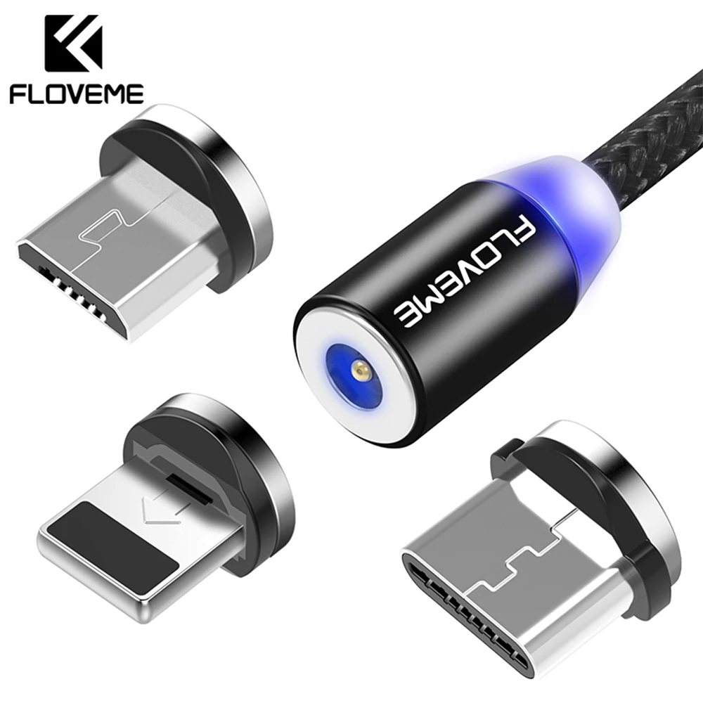 

FLOVEME Magnetic Cable Charger Micro USB Type C Lighting Cable 2A Fast Charging Charge USBC/Type-C Wire For iPhone Samsung Cable