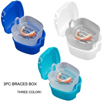 

Denture Bath Box Cleaning Teeth Case Dental False Teeth Storage Box With Hanging Net Container Container Denture Boxs Container
