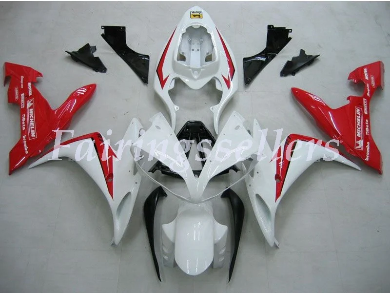 4 подарки впрыск ABS Полный Обтекатель подходит для Yamaha R1 2004 2005 2006 04 05 06 YZF R1 Полный обтекатели комплект красный серебристый Fortuna - Цвет: White Red