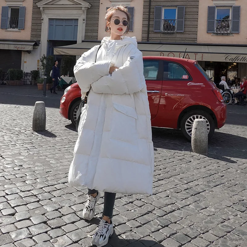 Женская мода, пальто большого размера, зимняя куртка, женская верхняя одежда, длинная стеганая куртка, Женская Стеганая свободная утепленная парка, Женское пальто - Цвет: White