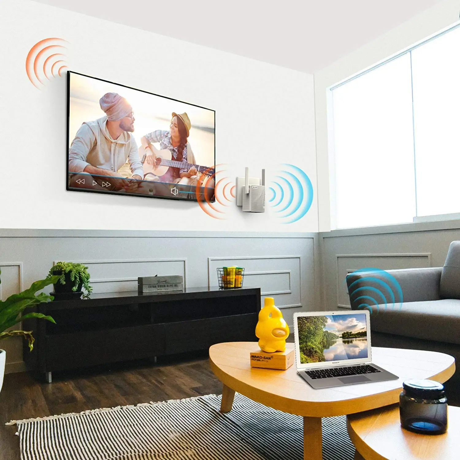 Tend WiFi Range Extender Wireless Repeater 1200Mbps Wi-Fi Extendor Internet Signal Booster with 2External Antennas Full Coverage