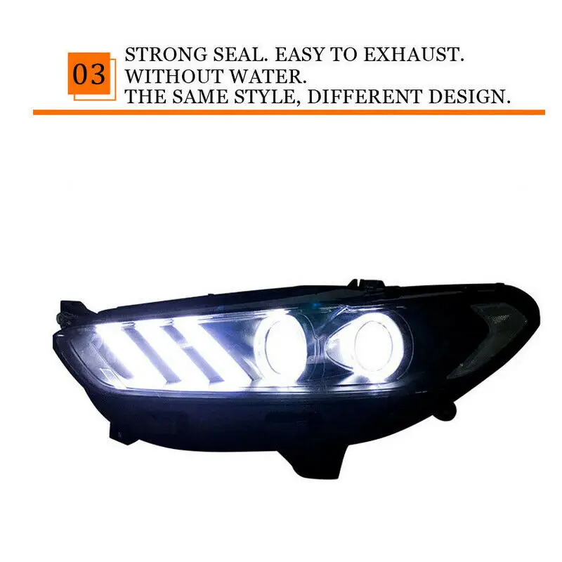 For Ford Fusion Headlight assembly Bi-Xenon Lens Double Beam HID 2013- 1set Car modification Car accessories