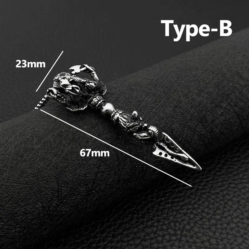 Stainless Steel Vajra Pendant Vintage Buddhist Jewelry Necklace Knife Beads Pendant Paracord Outdoor EDC Self defense Gear Tools