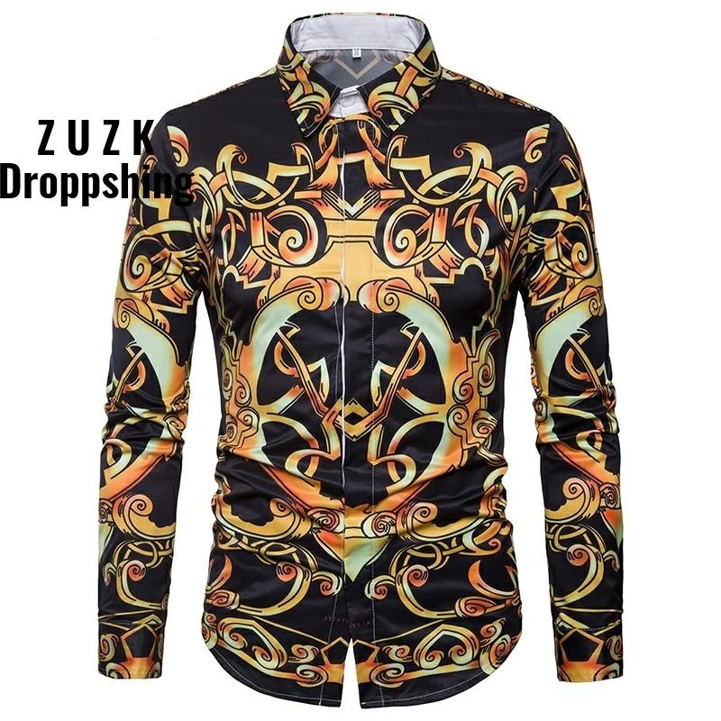 ZUZK Luxury Design The Retro  Court Wind  Print Men