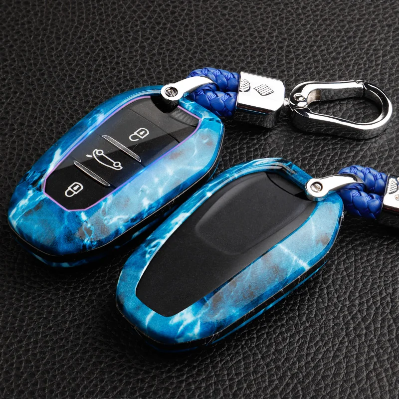 02B подходит для peugeot 2008 3008 5008 2 кнопки дистанционного ключа Fob оболочки чехол Ce0523 Hu83 оболочка Крышка Ключа протектор Мода ТПУ - Название цвета: Синий