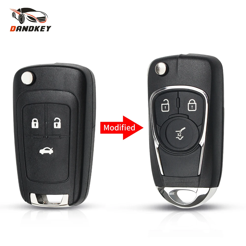 Dandkey 3 Buttons Modified Flip Folding Remote Car Key Case Shell Keyless Entry For Chevrolet Cruze Buick HU100 Blade | Автомобили и