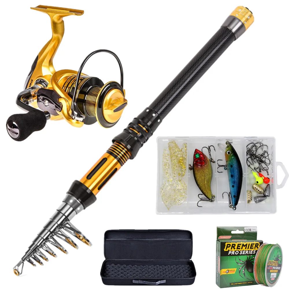 

1.5m-3m Fishing Combos with Telescopic Fishing Pole Spinning Reels EVA Carrier Bag for Travel Saltwater