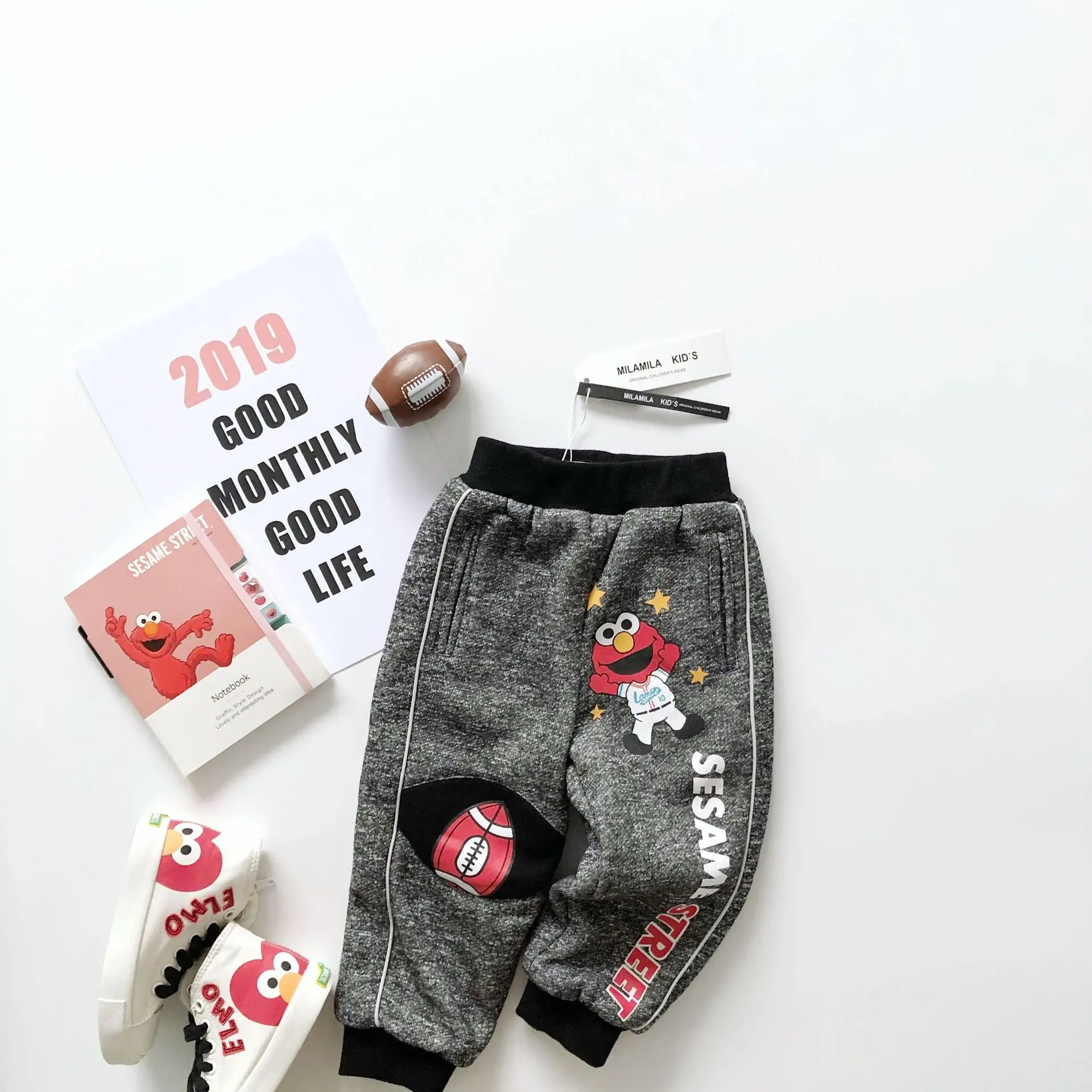 Tonytaobaby/зимнее платье; Новинка; одежда для маленьких мальчиков и девочек; черные, серые бархатные брюки для регби; повседневные штаны с героями мультфильмов