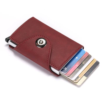 

2020 Smart Card Wallet Anti-theft Credit Card Holder Carbon Fiber RFID Pop-up Clutch Multi Unisex Case Single Box