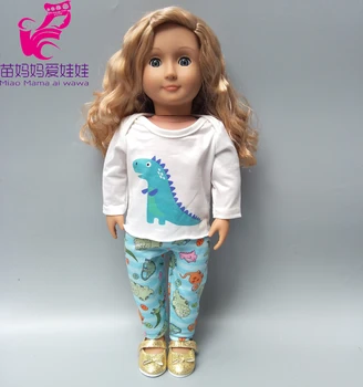 

43cm doll clothes for 40cm Baby doll boy clothes pants set dinosaur for 18 inch doll boy spring outfit