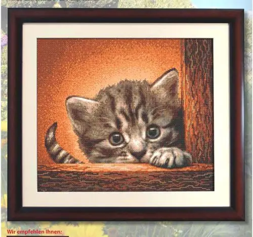 CS-3052 Cross Stitch Kit Cat on a Ladder katze auf einer leiter Kitten