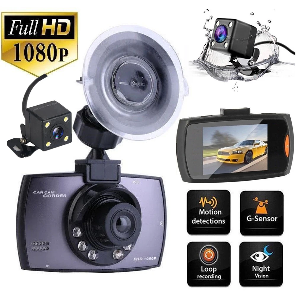 2,7 дюймов Видеорегистраторы для автомобилей Камера 1080P 140 градусов Широкий формат Двойной объектив Ночное видение тире видеокамера Регистраторы для парковочной системы