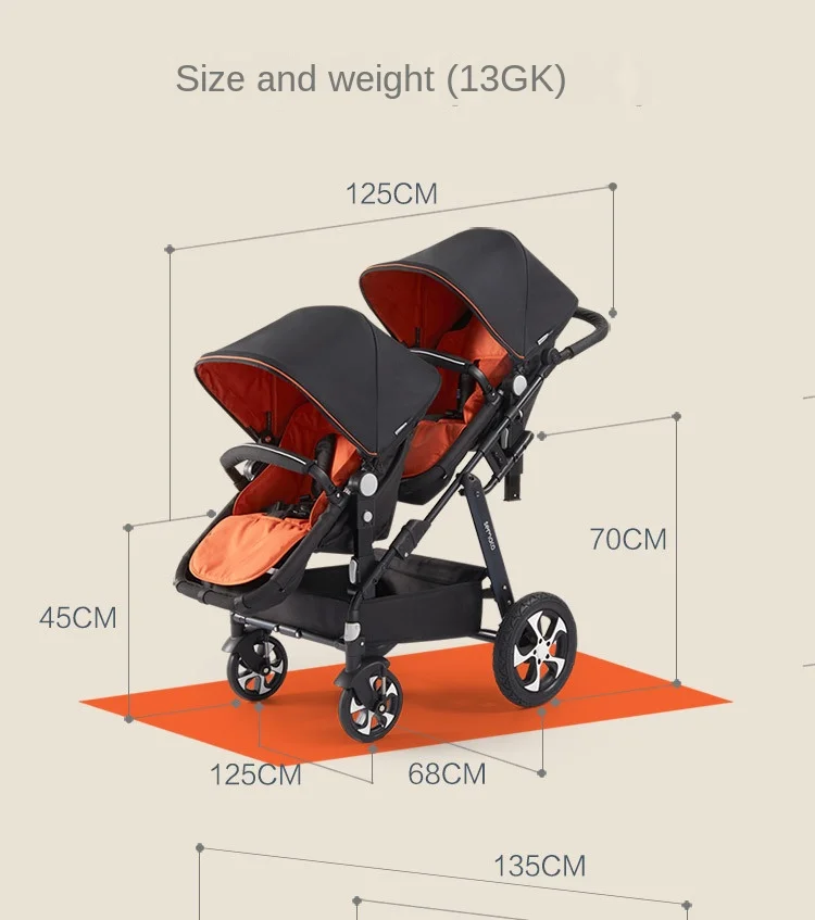 Double stroller portable twins strollers can sit can be folded baby stroller for newborns