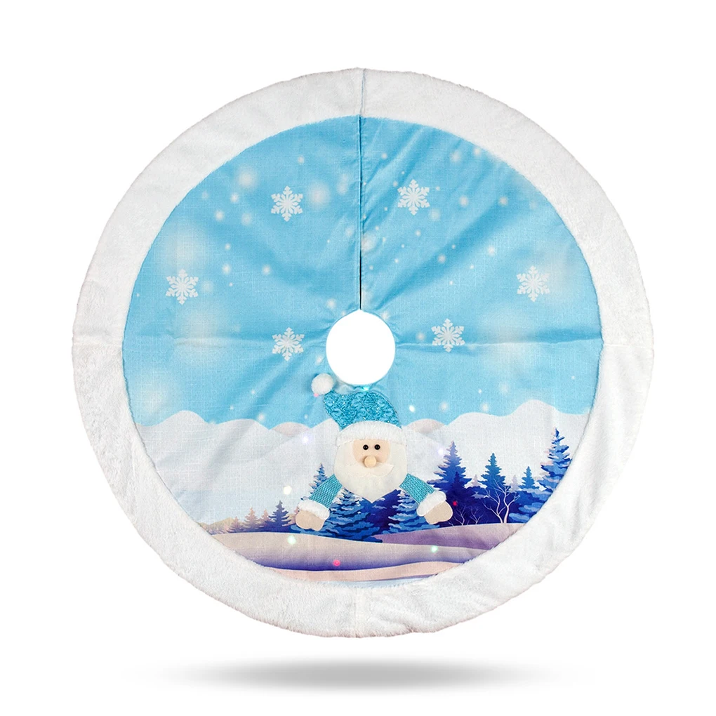 Christmas Tree Decor Snowflake White Skirt Fur Cover LED Lighting Household Shop Office Floor Decorations | Дом и сад