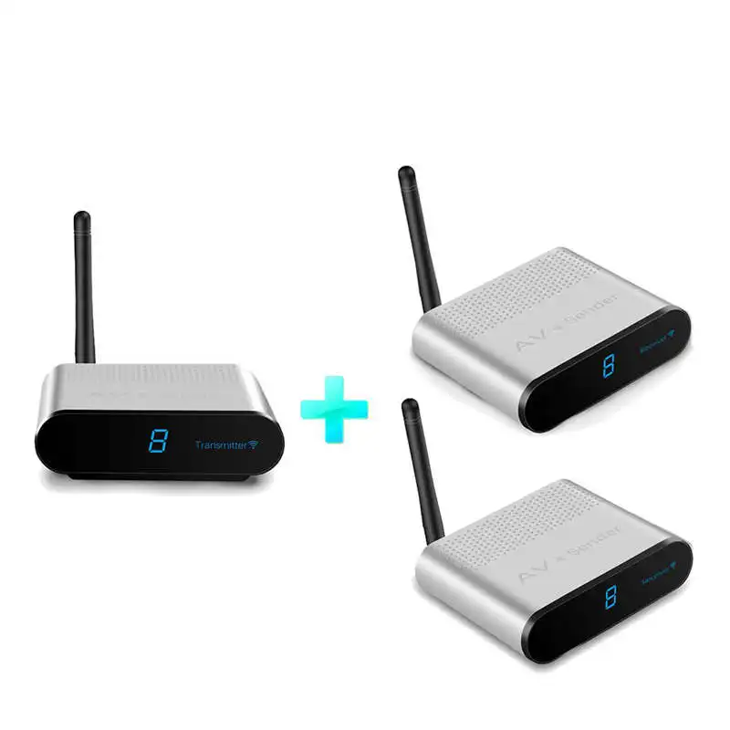 AV220-2 2.4G AV 1 Transmitter 2 Receivers Wireless 200M Video Audio Sender Receiver Silver Can Pass Stereo Transmission