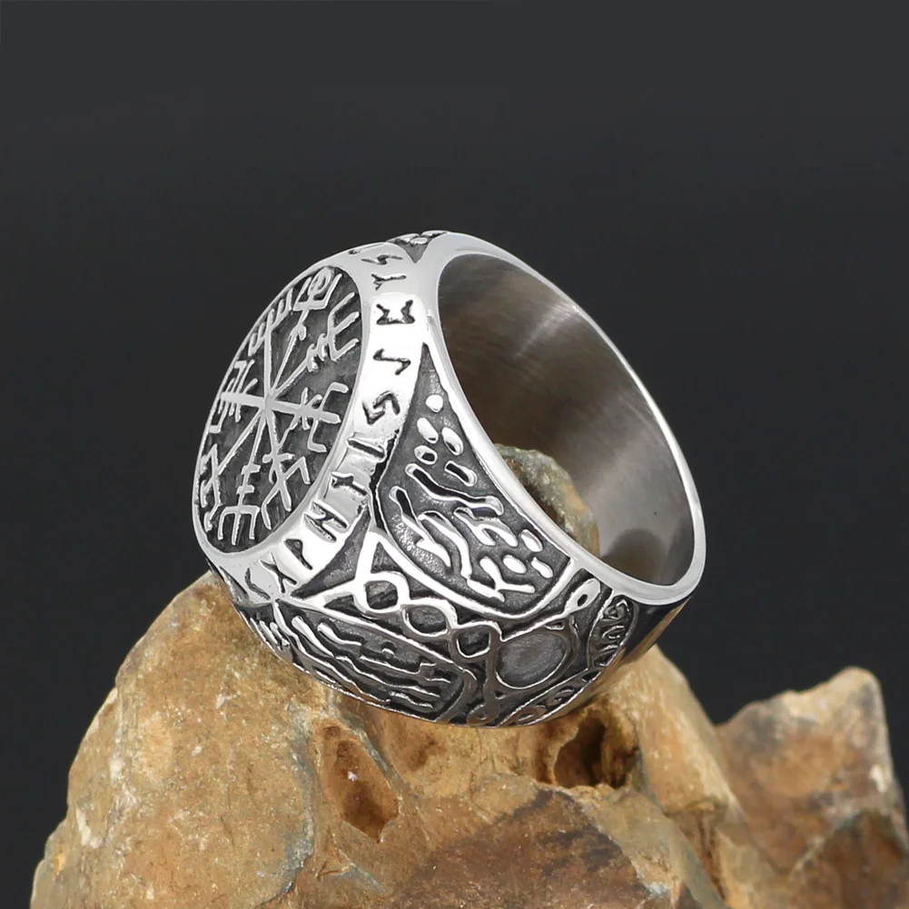 Скандинавский Викинг mjolnir valknut vegvisir Рунический амулет кольцо из нержавеющей стали с Valknut Rune подарочная сумка