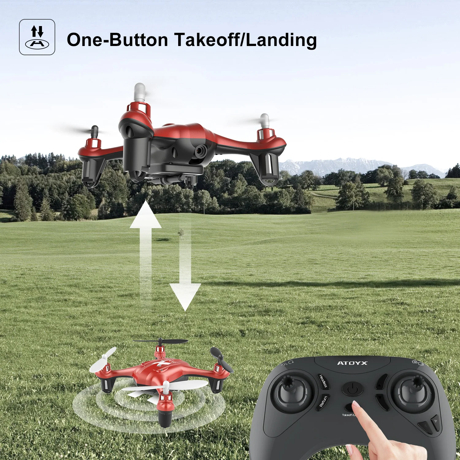 Дрон с камерой ATOYX HD no 4k Mini Drone RC Quadcopter FVP WIFI широкоугольным режимом удержания