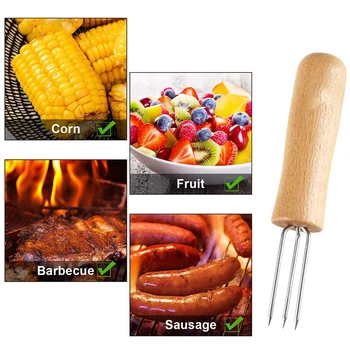 

Corn Holders(Set Of 24), Stainless Steel Corn Holders with Wooden Handle Corn on the Cob Skewers for Kids and Adults Home Cookin