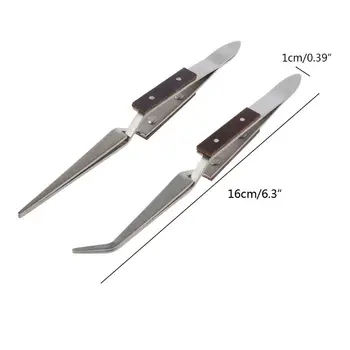 

Jewelry Tool Soldering Tweezer Straight Curved Tip Cross-locking Welding Tweezer L4ME