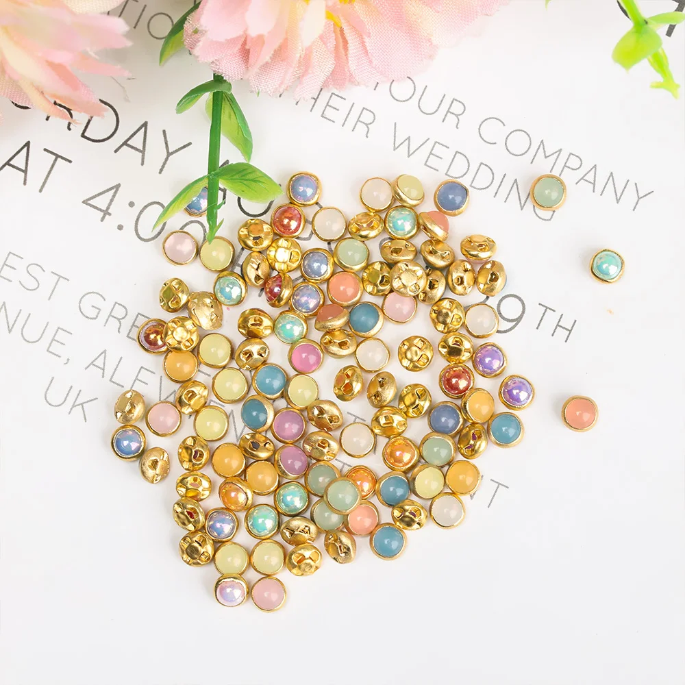 Tiny Pearl Buttons 4mm Imitation Pearl Metal for DIY Doll Clothes