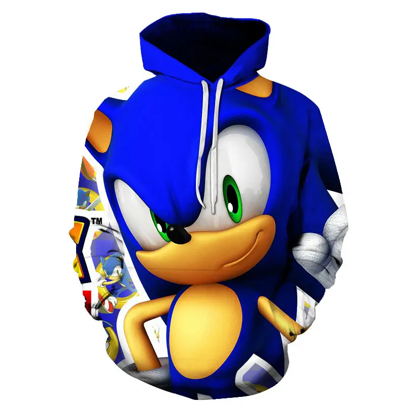 

Anime Hedgehog Pocket Hooded Sweatshirts Sonic 3D Hoodies Hot Animation Pullovers Tracksuits Men Women Long Sleeve Outerwear