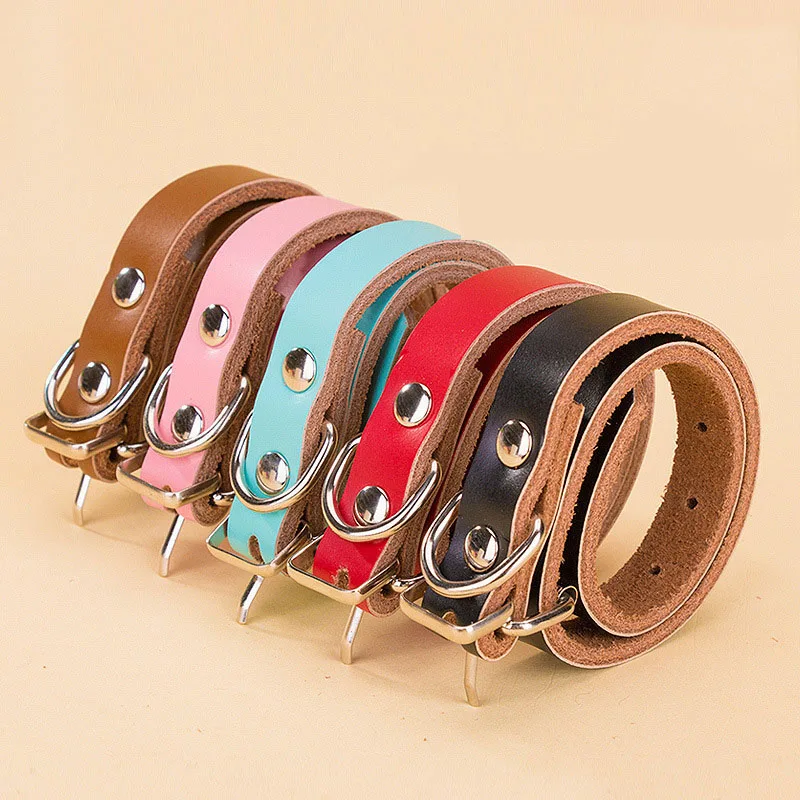 Collar y correa para perro de cuero genuino, ajustable, correa de entrenamiento de cuero suave Real para Pitbull Bulldog, productos para mascotas