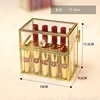 Chic Acrylic Glass Makeup Organizer Storage Lipstick Nail Polish Case Holder Display Rack Golden 24 Grids Container 5
