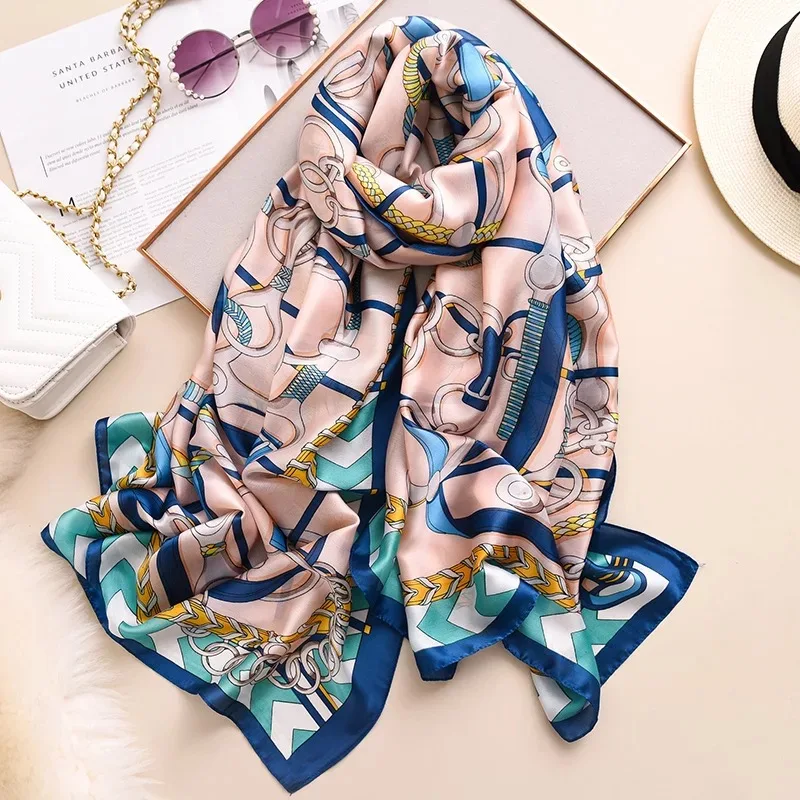 Женский стиль морской пляж качество шаль Китай популярные модные шелковые женские осенние и зимние красивый принт шарфы хиджаб - Цвет: 41