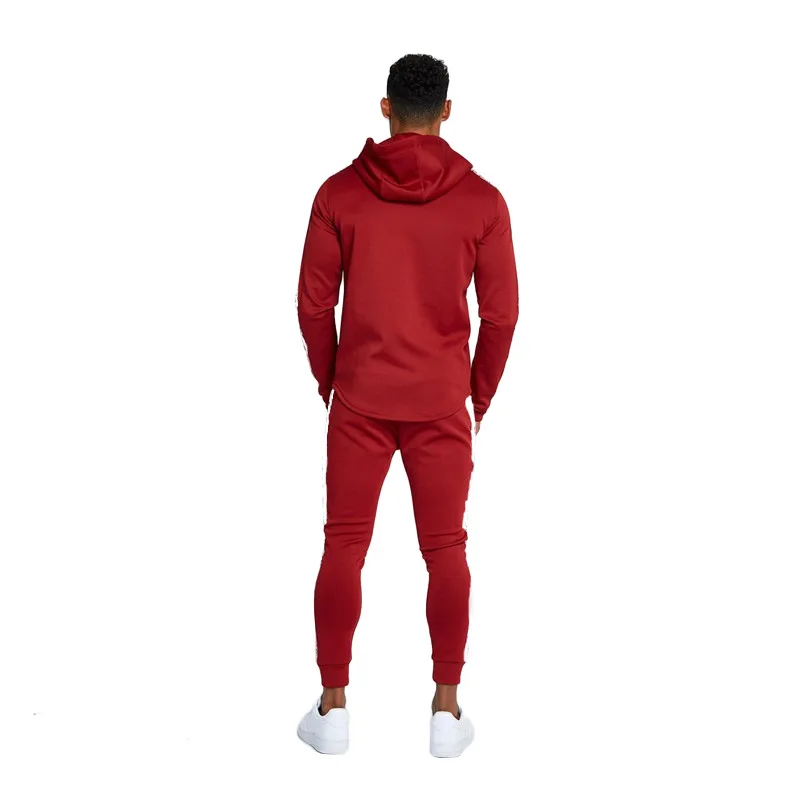 Мужская спортивная одежда для бега наборы толстовки на молнии худи красные Sudadera мужские теплые брюки тренажерный зал фитнес-толстовки спортивный свитер для бега
