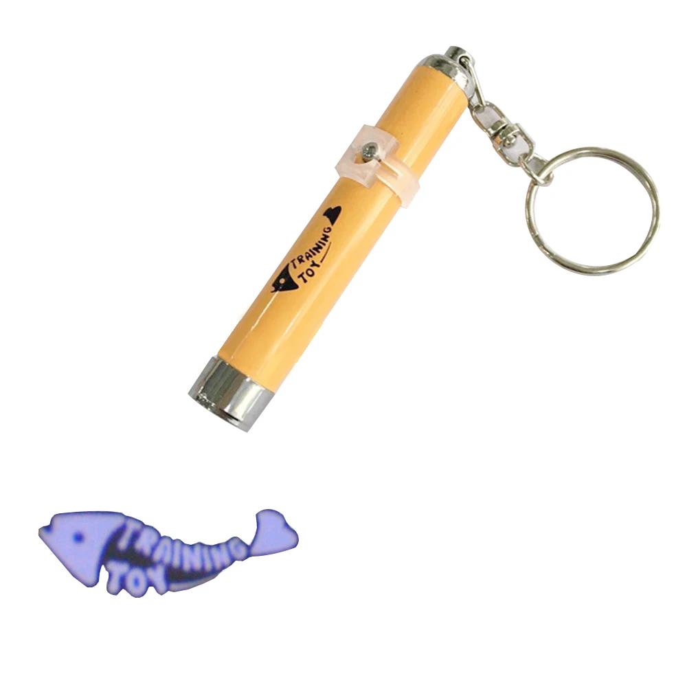 Pet Cat LED Light Laser Toy Cat Laser Pointer Pen Bright Animation Mouse Fishbone Projection Interactive Cats Laserpointer Toys - Цвет: yellow