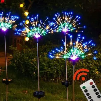 

120/150 Leds Solar Light Outdoor Fireworks Solar Light String with Remote Fairy Lights IP65 Waterproof Solar Powerd Garden Lamp