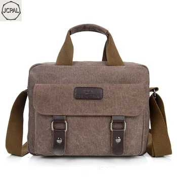 

Men Canvas Bag Leather Briefcase Travel Suitcase Messenger Shoulder Tote Back Handbag Large Casual Business mens bag