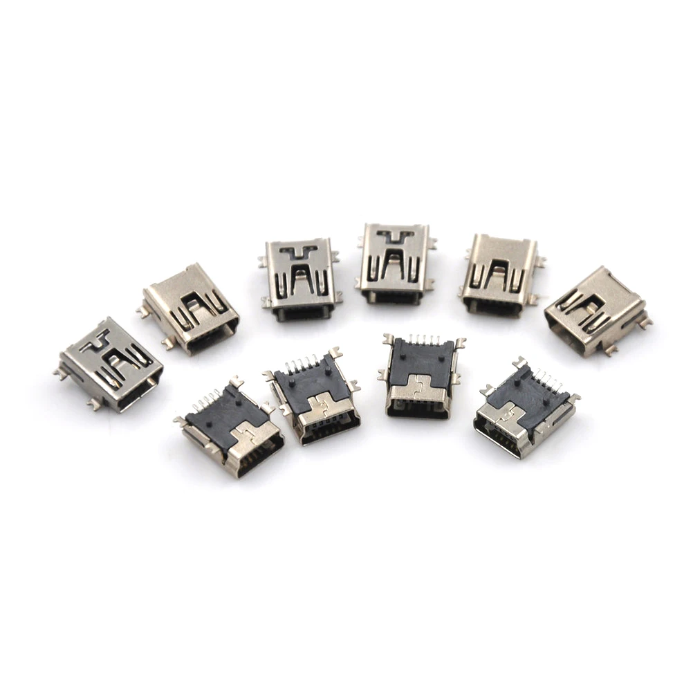 

Wholesale 10pcs/lot Mini USB Connector 5pin Seat Jack Usb Four Legs 5P Inserting Plate Seat Mini Usb Connector