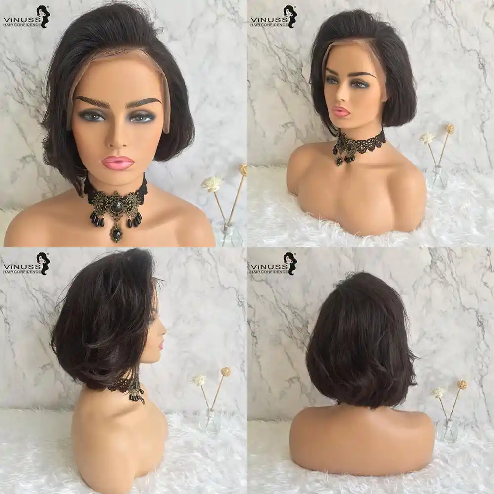 Brazilskie 13h4 Korotkie Pariki Iz Naturalnyh Volos Dlya Chernokozhih Zhenshin Remy Volosy Naturalnye Volnistye Kruzhevnye Pariki S Volosami Dlya Malyshej Aliekspress