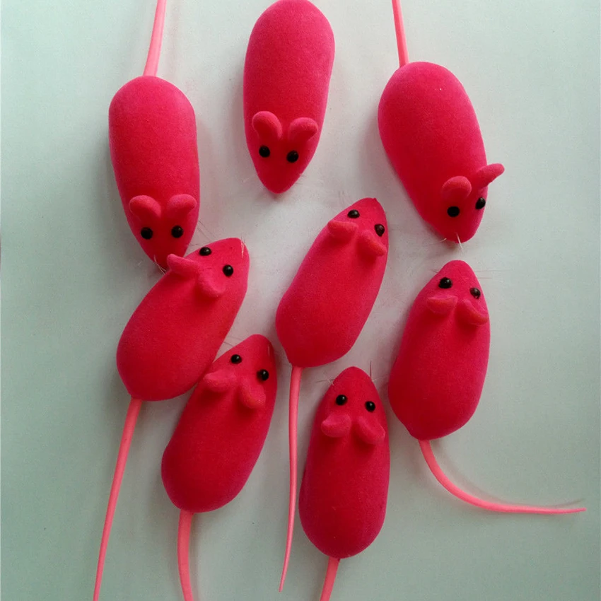 2Pcs False Mouse Toy Colorful Pet Toys Mouse Cat Dog With Sound Play Toys  Flocking Simulation Squeak Sound Rat