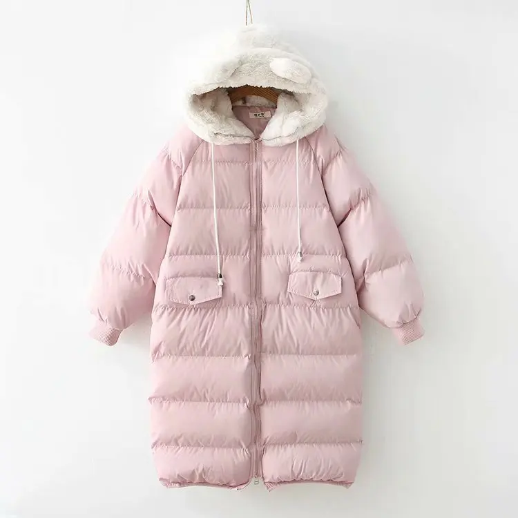 

Fall And Winter Clothes New Style Cartoon Hooded Mixed Colors Drawstring down Feather Cotton-padded Coat Raglan Sleeve Long Cott